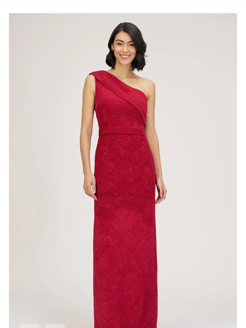 JS Collections One-Shoulder Red Lace Evening Gown
